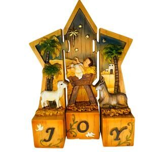 Roman Exclusive Baby Jesus Manger Nativity Puzzle Figurine Set Joy Bethlehem 9"